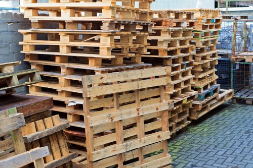 Sorted office recyclables including paper and electronics ready for transfer